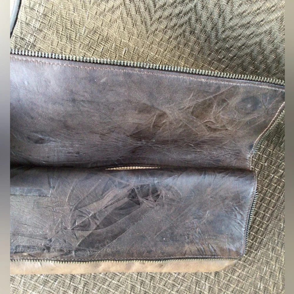 Lauren Merkin Brown Leather Zipper Clutch Bag